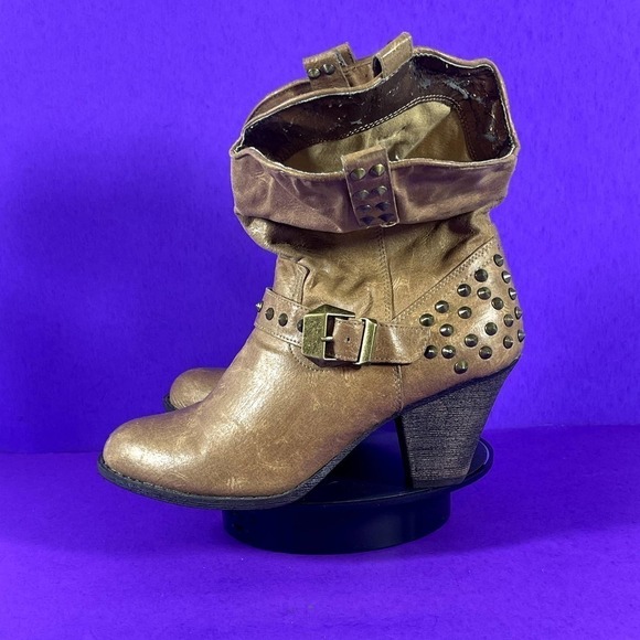 Coconuts Women's‎ Brown Bindi Studded Saddle Buckle Boots Shoe Size 8 - Picture 3 of 9
